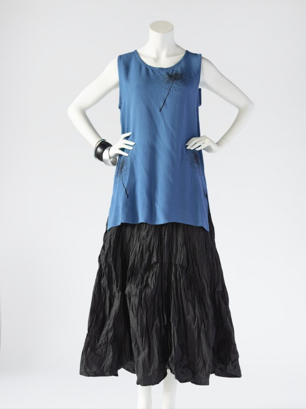 Kaliyana Blue Crinkle Rayon Sleeveless Top 2 XL